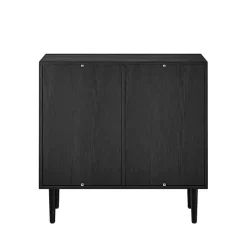 Clearance Kirklands Home Wood and Arched Rattan 2-Door Cabinet Black