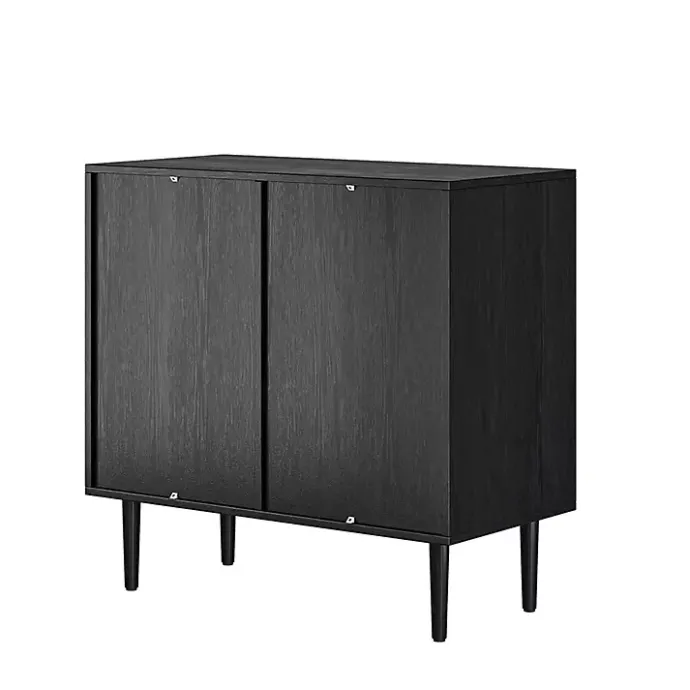 Clearance Kirklands Home Wood and Arched Rattan 2-Door Cabinet Black