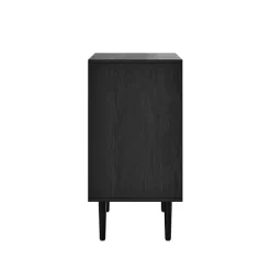 Clearance Kirklands Home Wood and Arched Rattan 2-Door Cabinet Black