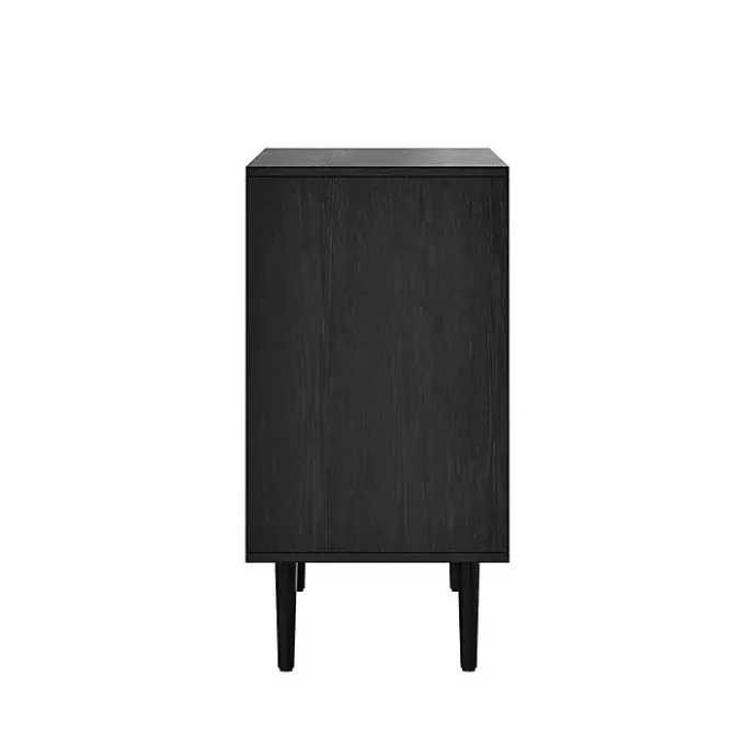 Clearance Kirklands Home Wood and Arched Rattan 2-Door Cabinet Black