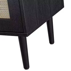 Clearance Kirklands Home Wood and Arched Rattan 2-Door Cabinet Black