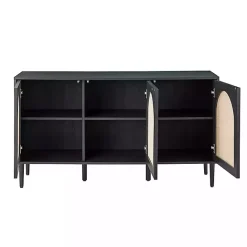 Best Kirklands Home Black Wood and Cane Arched Sideboard Cabinet