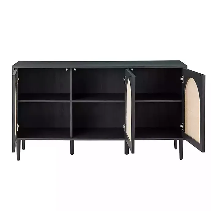 Best Kirklands Home Black Wood and Cane Arched Sideboard Cabinet