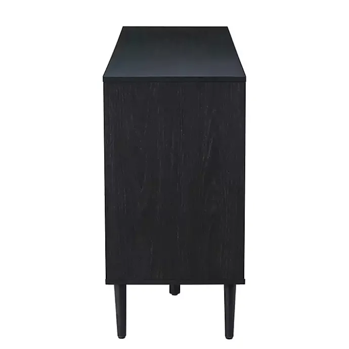 Best Kirklands Home Black Wood and Cane Arched Sideboard Cabinet