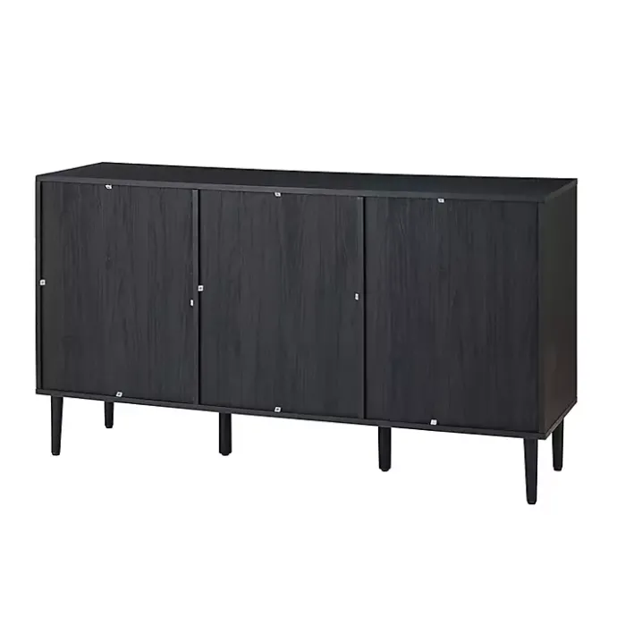 Best Kirklands Home Black Wood and Cane Arched Sideboard Cabinet