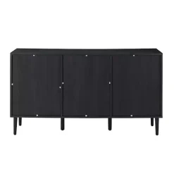 Best Kirklands Home Black Wood and Cane Arched Sideboard Cabinet