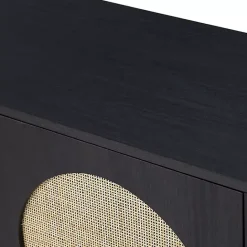 Best Kirklands Home Black Wood and Cane Arched Sideboard Cabinet