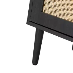 Best Kirklands Home Black Wood and Cane Arched Sideboard Cabinet