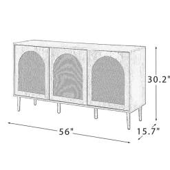 Best Kirklands Home Black Wood and Cane Arched Sideboard Cabinet