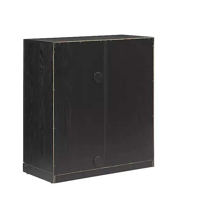 Kirklands Home Black Wood and Glass Stackable Storage Cabinet