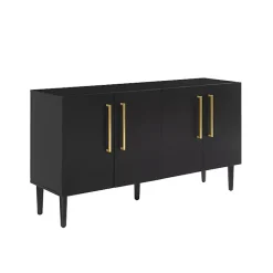 Outlet Kirklands Home Wood and Gold 4-Door Cabinet Black