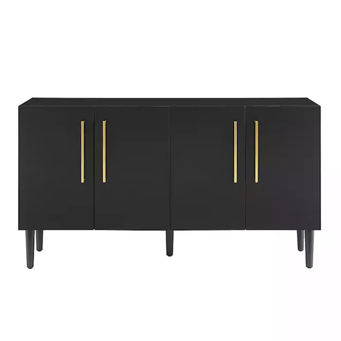 Outlet Kirklands Home Wood and Gold 4-Door Cabinet Black