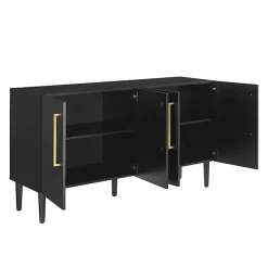 Outlet Kirklands Home Wood and Gold 4-Door Cabinet Black