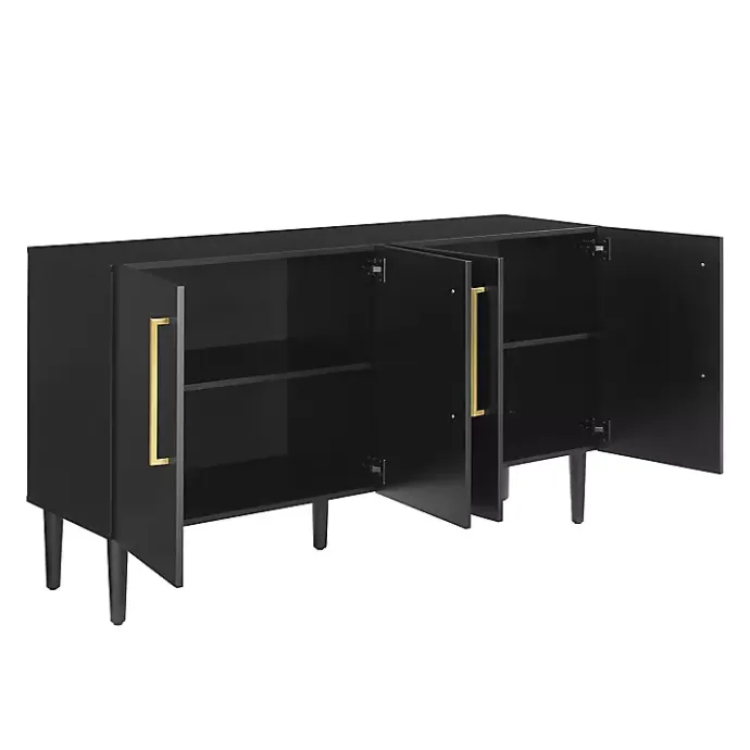 Outlet Kirklands Home Wood and Gold 4-Door Cabinet Black