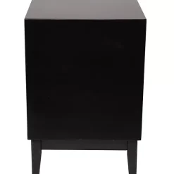 Outlet Kirklands Home Wood and Natural Rattan Drawer Nightstand Black