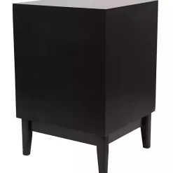 Outlet Kirklands Home Wood and Natural Rattan Drawer Nightstand Black