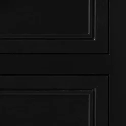 Hot Kirklands Home Wood and Natural Rattan Cabinet Black