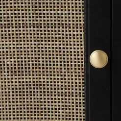 Hot Kirklands Home Wood and Natural Rattan Cabinet Black