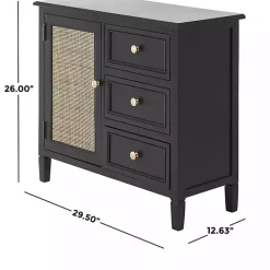 Hot Kirklands Home Wood and Natural Rattan Cabinet Black