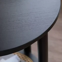 Clearance Kirklands Home Wood and Rattan Boho Accent Table Black