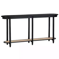 Sale Kirklands Home Wood and Rattan Boho Console Table Black