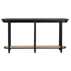 Sale Kirklands Home Wood and Rattan Boho Console Table Black