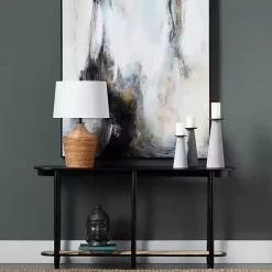 Sale Kirklands Home Wood and Rattan Boho Console Table Black