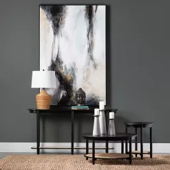 Sale Kirklands Home Wood and Rattan Boho Console Table Black