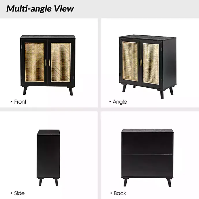 Sale Kirklands Home Wood and Rattan Carpinteria Cabinet Black
