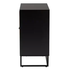 Clearance Kirklands Home Wood and Rattan 2-Door Cabinet Black