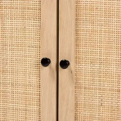 Clearance Kirklands Home Wood and Rattan 2-Door Cabinet Black