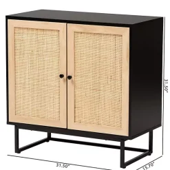 Clearance Kirklands Home Wood and Rattan 2-Door Cabinet Black