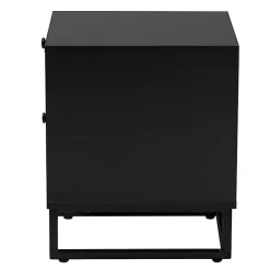 New Kirklands Home Wood and Rattan 2-Drawer Nightstand Black