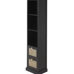 Sale Kirklands Home Wood and Rattan 3-Tier Bookcase Black