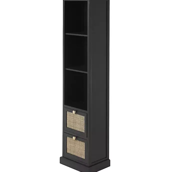 Sale Kirklands Home Wood and Rattan 3-Tier Bookcase Black