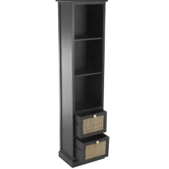 Sale Kirklands Home Wood and Rattan 3-Tier Bookcase Black