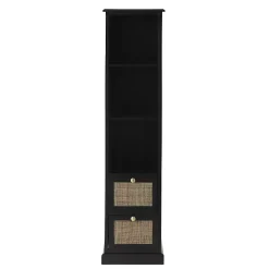 Sale Kirklands Home Wood and Rattan 3-Tier Bookcase Black