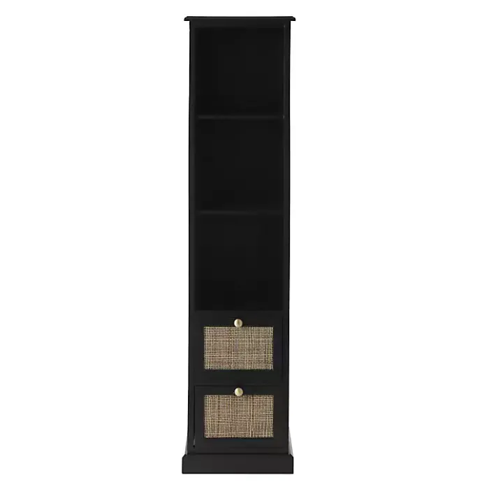 Sale Kirklands Home Wood and Rattan 3-Tier Bookcase Black