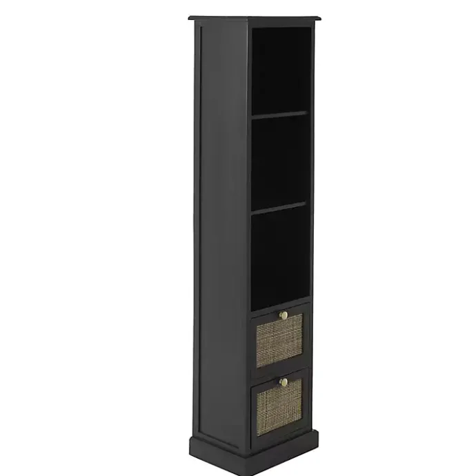 Sale Kirklands Home Wood and Rattan 3-Tier Bookcase Black