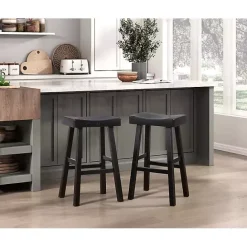 Kirklands Home Wood Bar Stools, Set of 2 Black