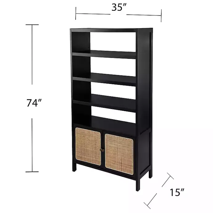Best Kirklands Home Wood Cane Doors Bookshelf Black