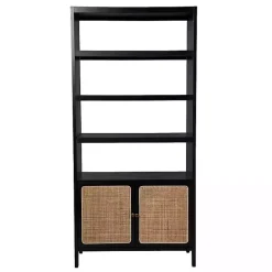 Best Kirklands Home Wood Cane Doors Bookshelf Black