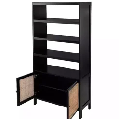 Best Kirklands Home Wood Cane Doors Bookshelf Black