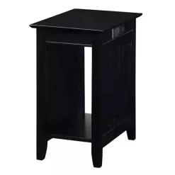Hot Kirklands Home Wood Charging Open Accent Table Black