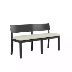 Discount Kirklands Home Black Wood Cream Upholstered Bench White