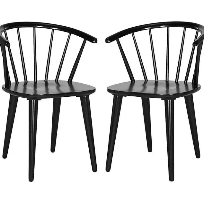 Hot Kirklands Home Wood Curved Spindle Dining Chairs, Set of 2 Black