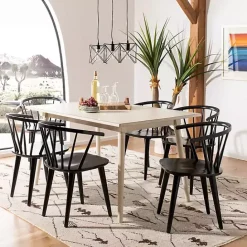 Hot Kirklands Home Wood Curved Spindle Dining Chairs, Set of 2 Black