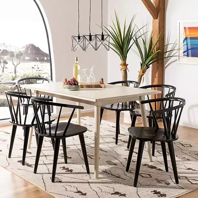 Hot Kirklands Home Wood Curved Spindle Dining Chairs, Set of 2 Black