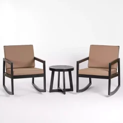 Hot Kirklands Home Black Wood Cushioned Rocker 3-pc. Conversation Set