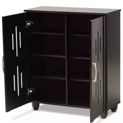 Outlet Kirklands Home Wood Cut-Out Shoe Storage Cabinet Black